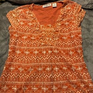 Patterned Orange Shirt